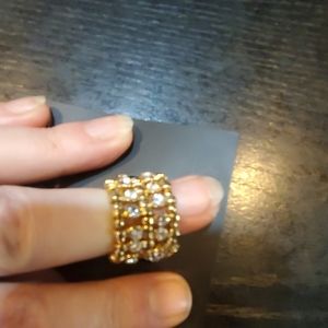 Beautiful cz Goldtone stretch,flex ring,